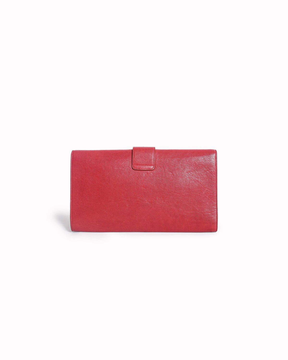 Saint Laurent Ligne Y Clutch in Red Textured Leather