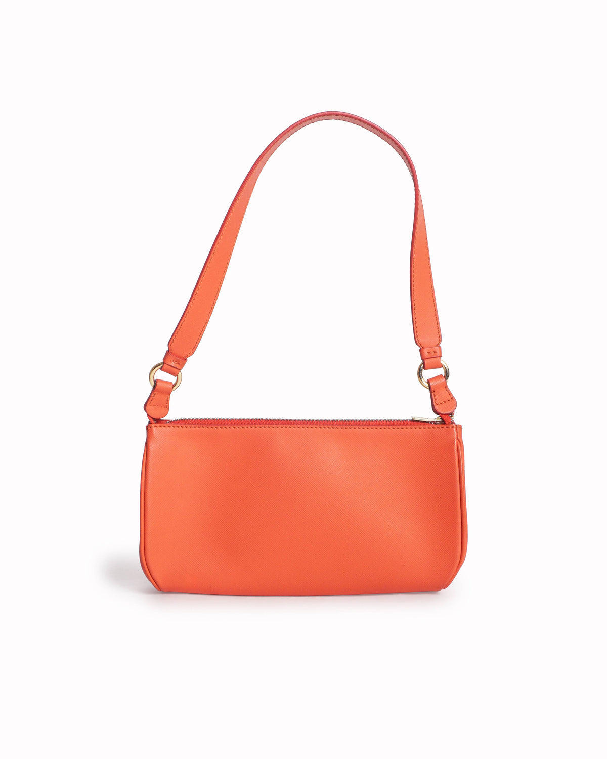 Salvatore Ferragamo Coral Red Leather Gancini Lisetta Baguette Bag