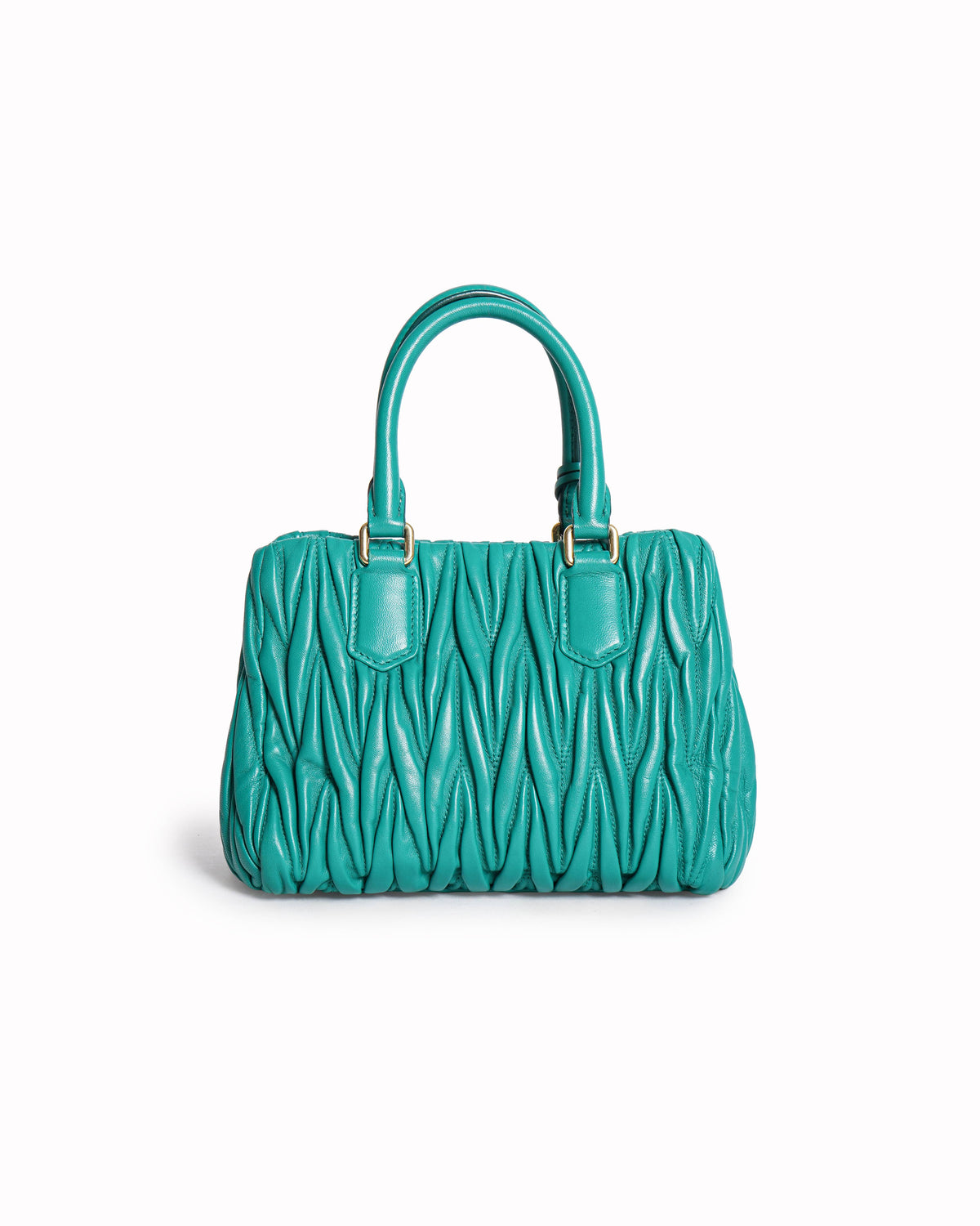 Miu Miu Matelassé Nappa Leather Mini Tote Bag In Emerald Green