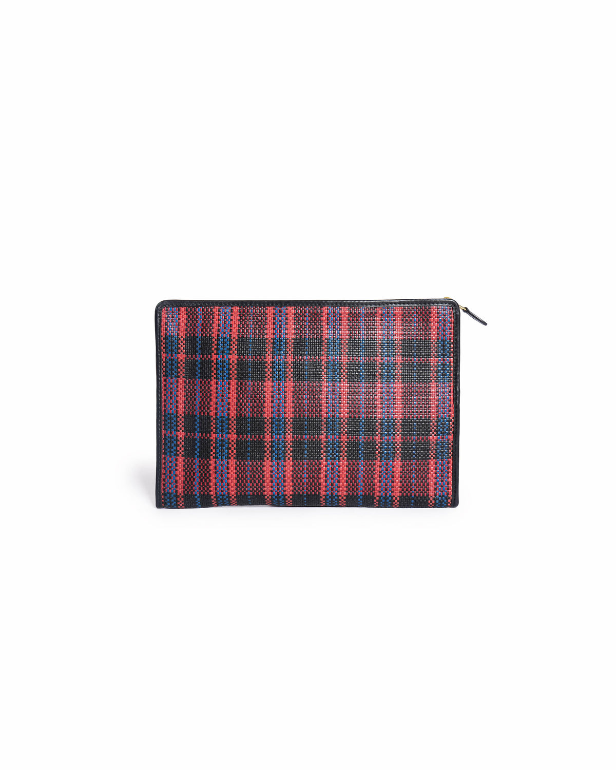 Balenciaga Bazar Tartan Woven Leather Pouch Clutch