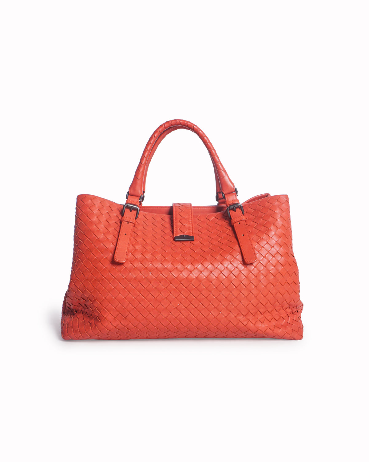 Bottega Veneta Red Intrecciato Leather Roma Tote Bag