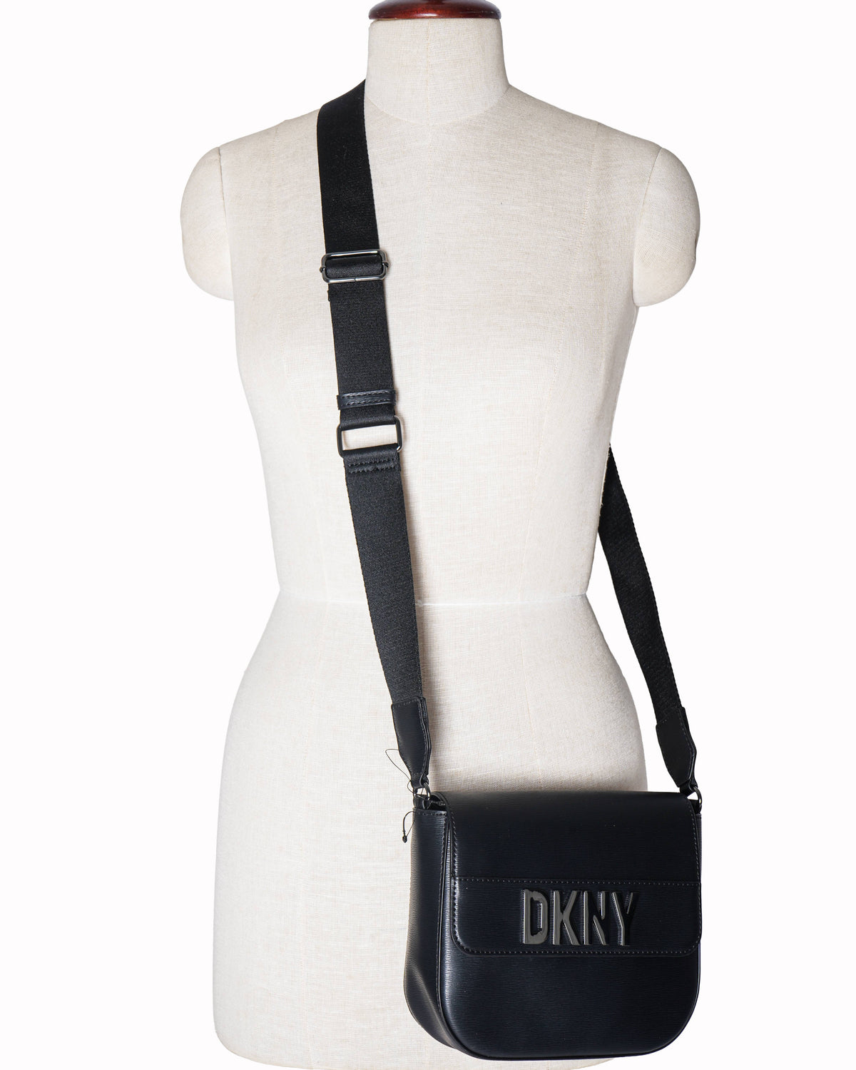 DKNY black textured leather crossbody bag