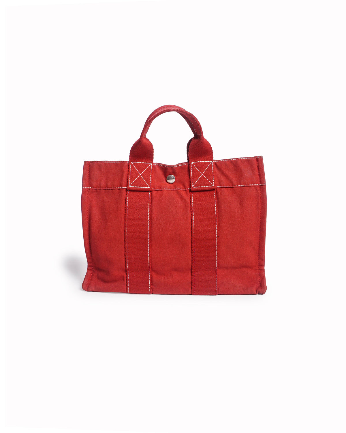Hermès Red Canvas Toile Plage Deauville PM Tote Bag