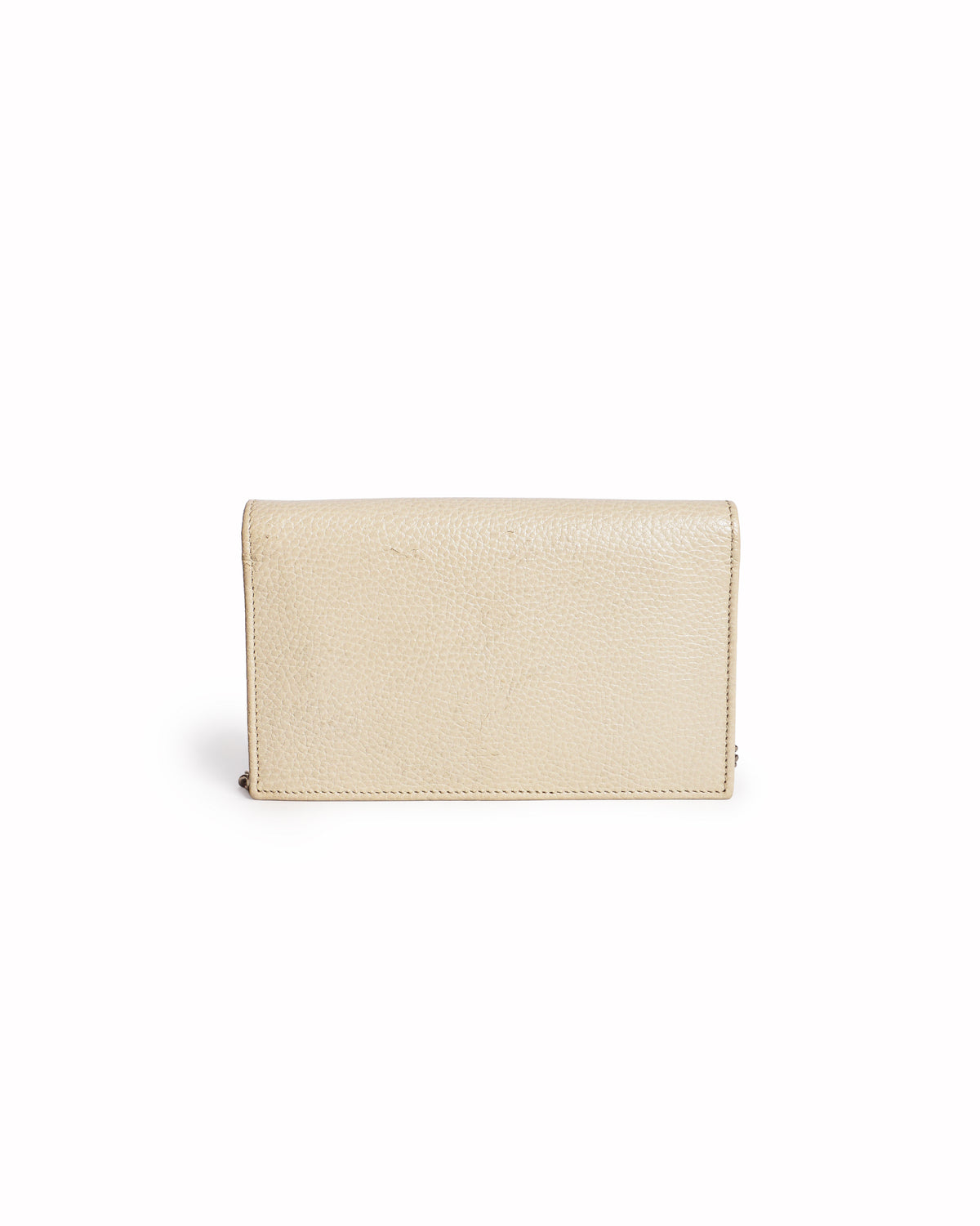 Gucci Beige Grained Leather Interlocking GG Wallet On Chain