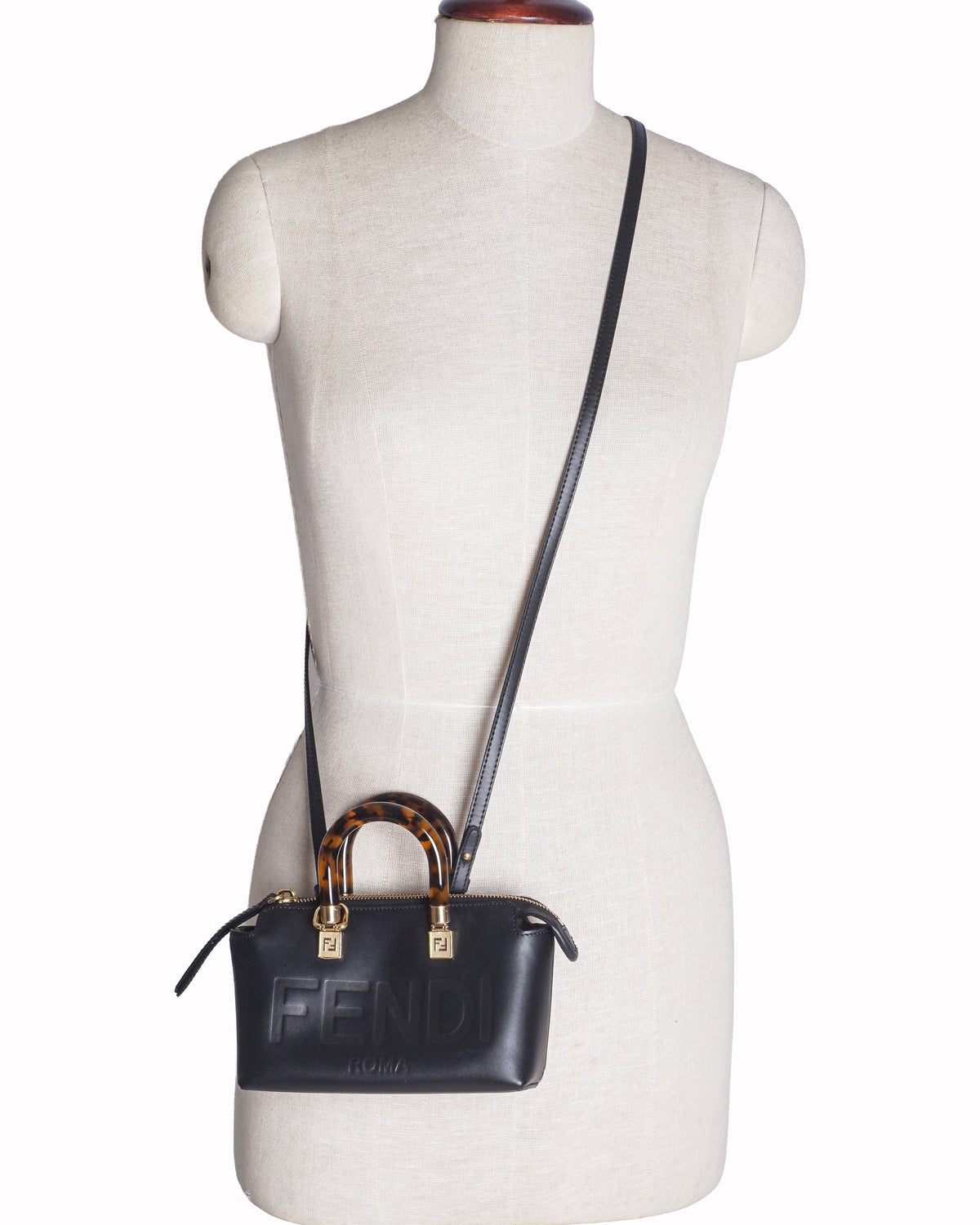 Fendi Vitello King Plexiglass Mini By The Way Boston Bag
