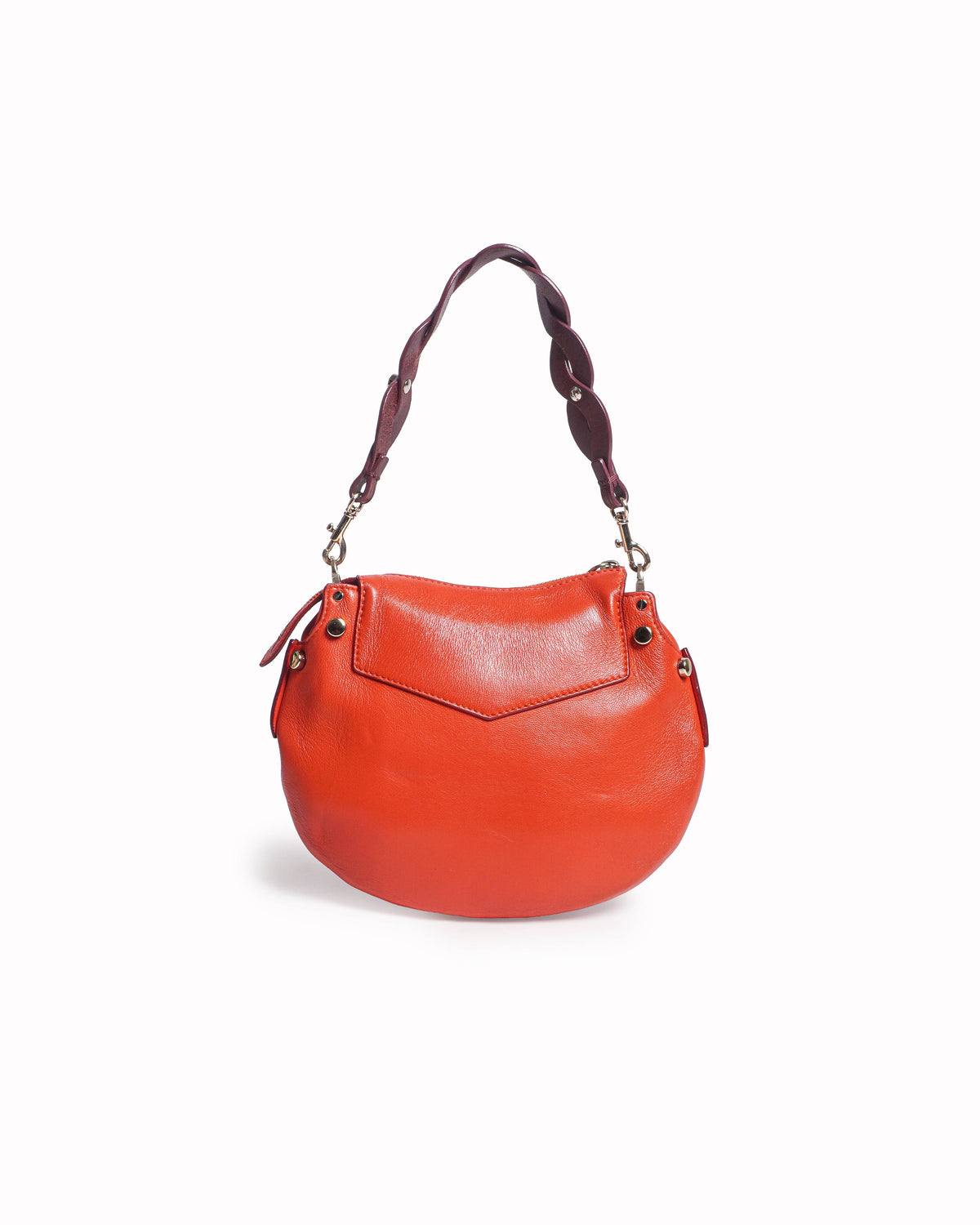 Jimmy Choo Red Smooth Leather Studded Shoulder Bag