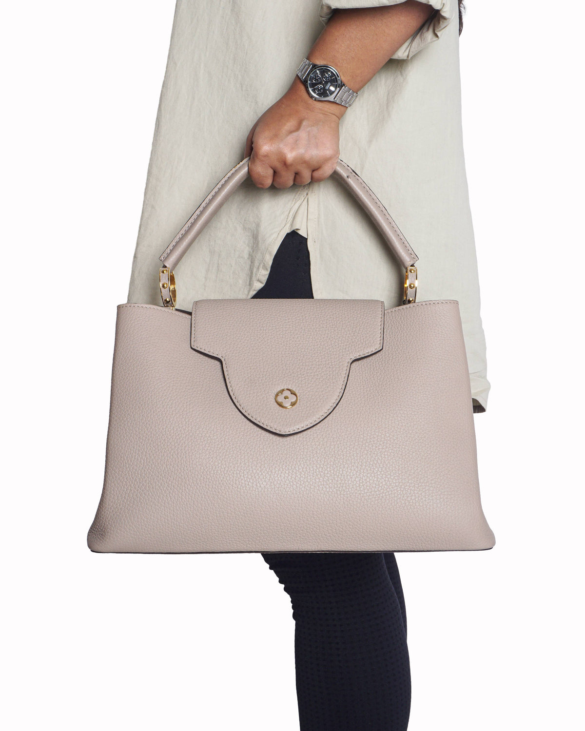 Louis Vuitton Beige Taurillon Leather Capucines GM Bag