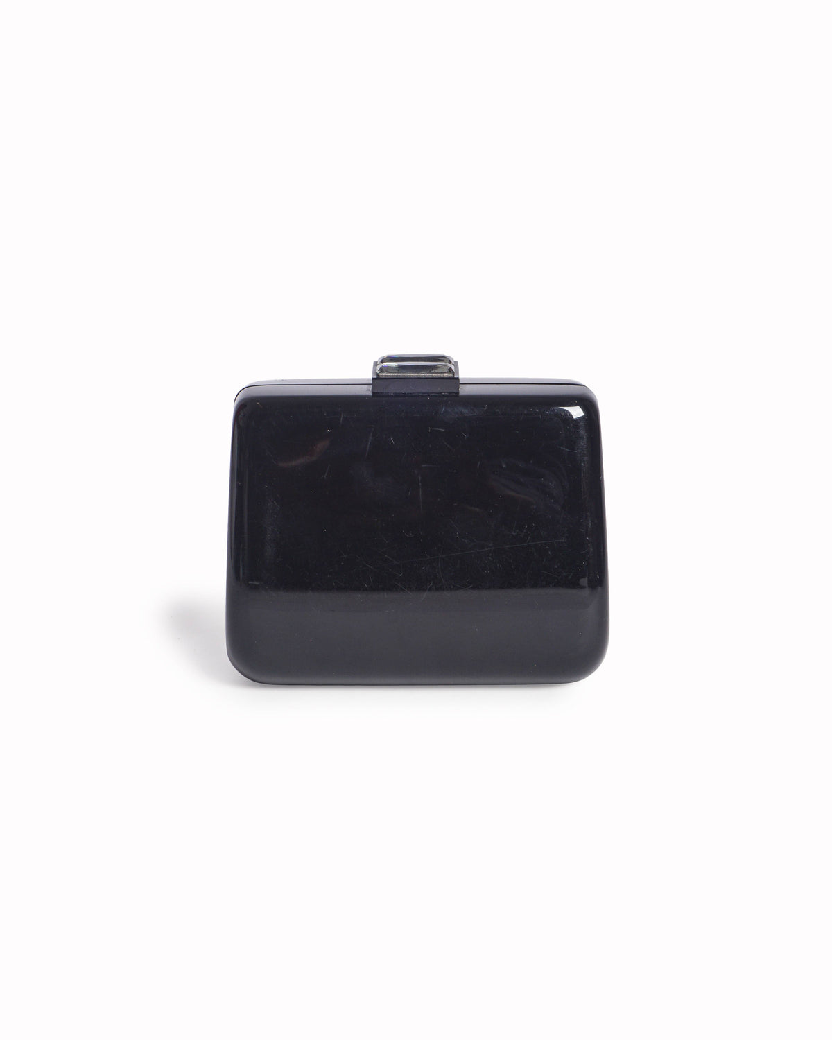 Jimmy Choo Black Lucite Crystal Clasp Mini Box Clutch