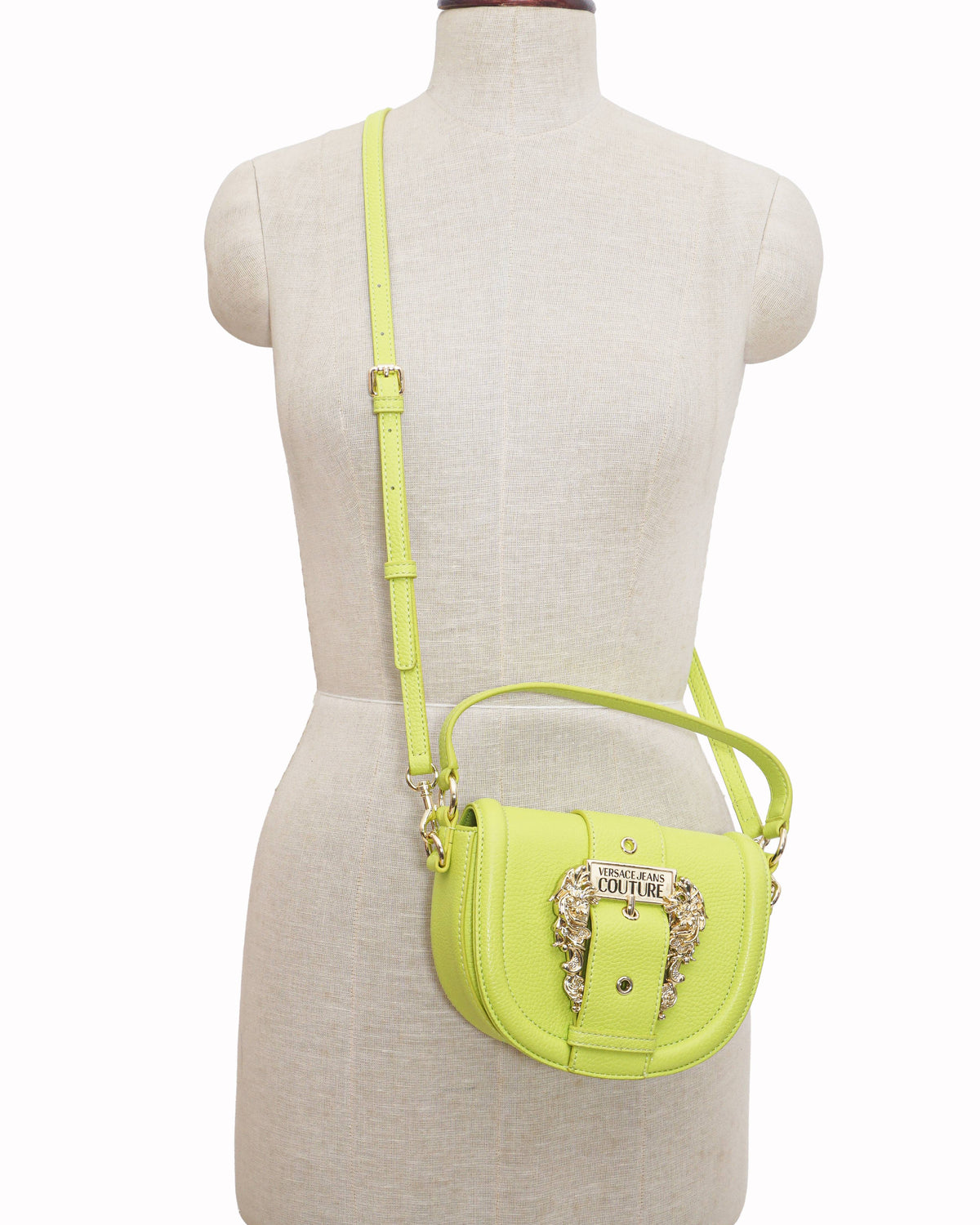 Versace Jeans Couture Barocco-buckle Bag In Lime Green