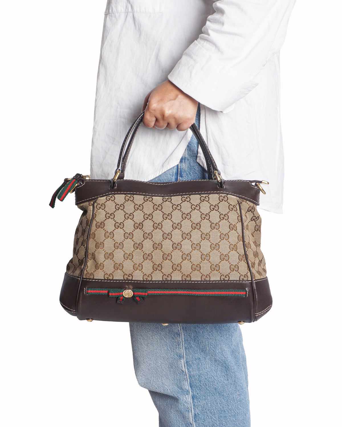 Gucci Vintage Original GG Canvas Web Shoulder Bag