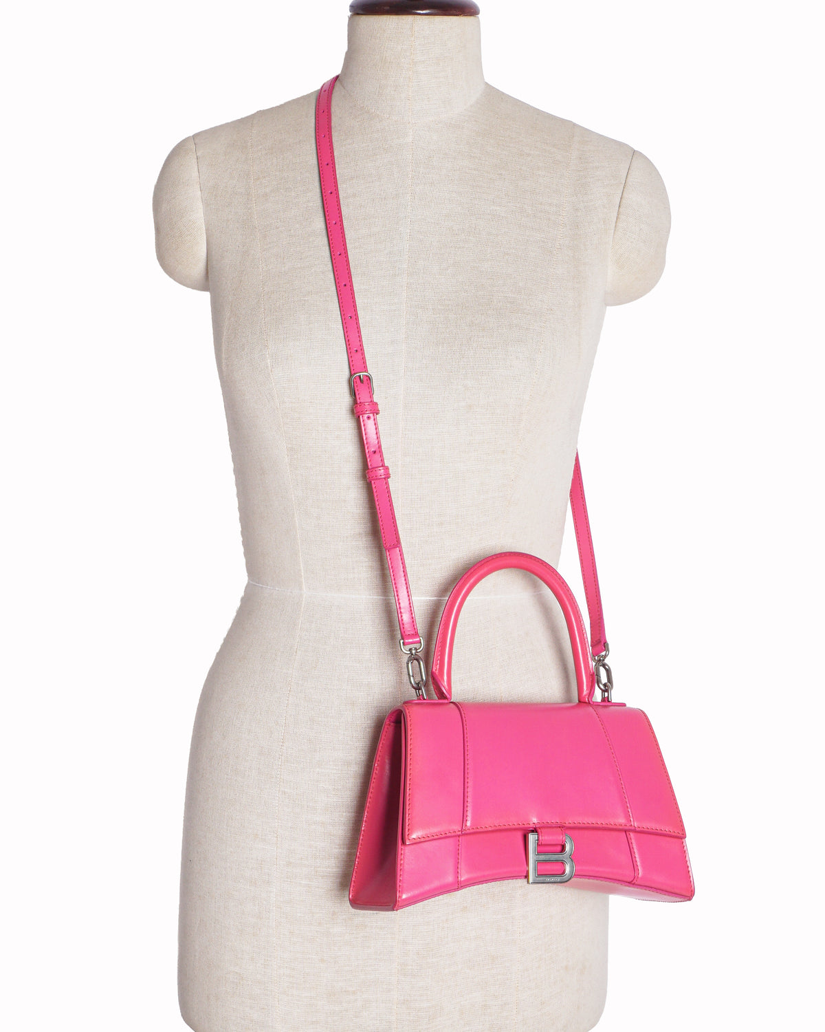 Balenciaga Bright Pink Leather Small Hourglass Bag