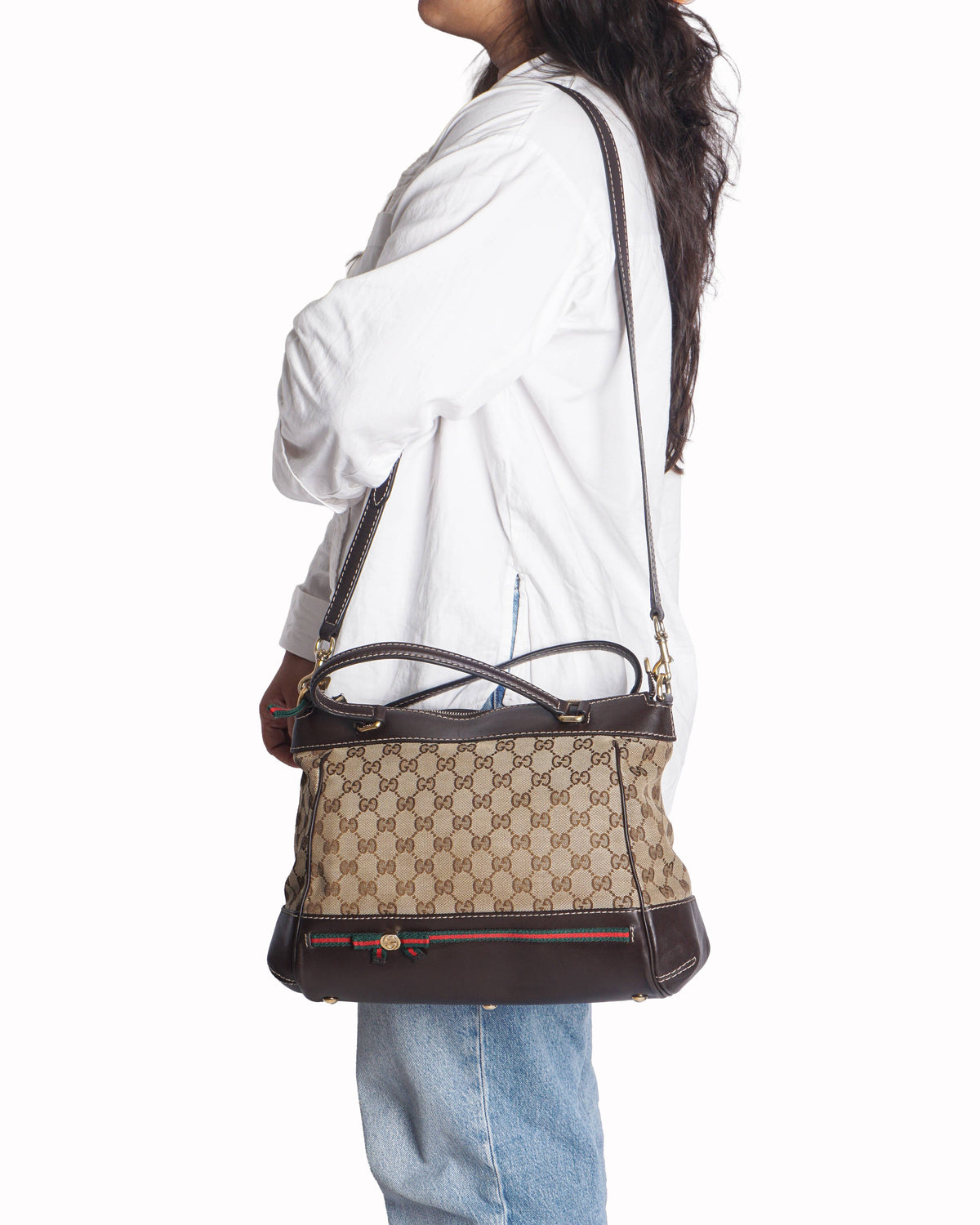 Gucci Vintage Original GG Canvas Web Shoulder Bag