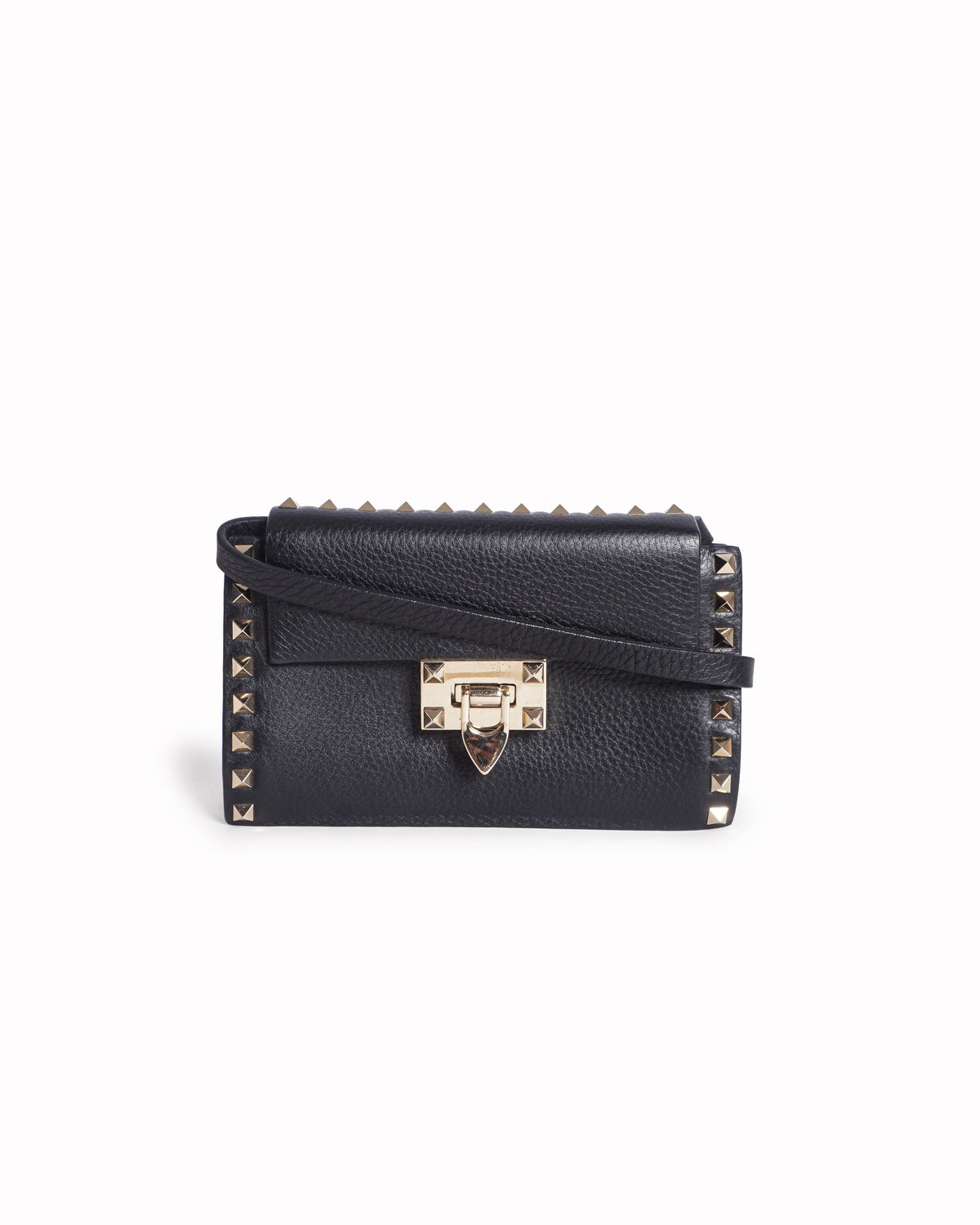 Valentino Garavani Black Leather Micro Rockstud Crossbody Bag
