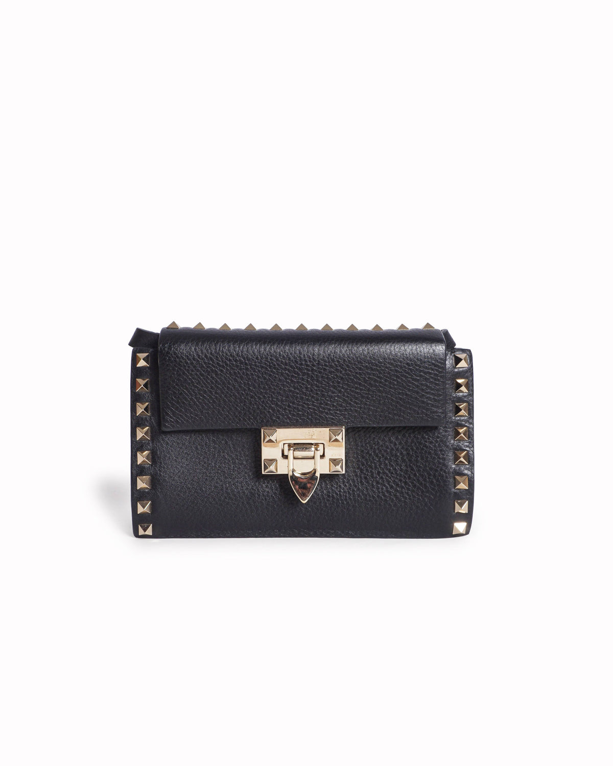 Valentino Garavani Black Leather Micro Rockstud Crossbody Bag