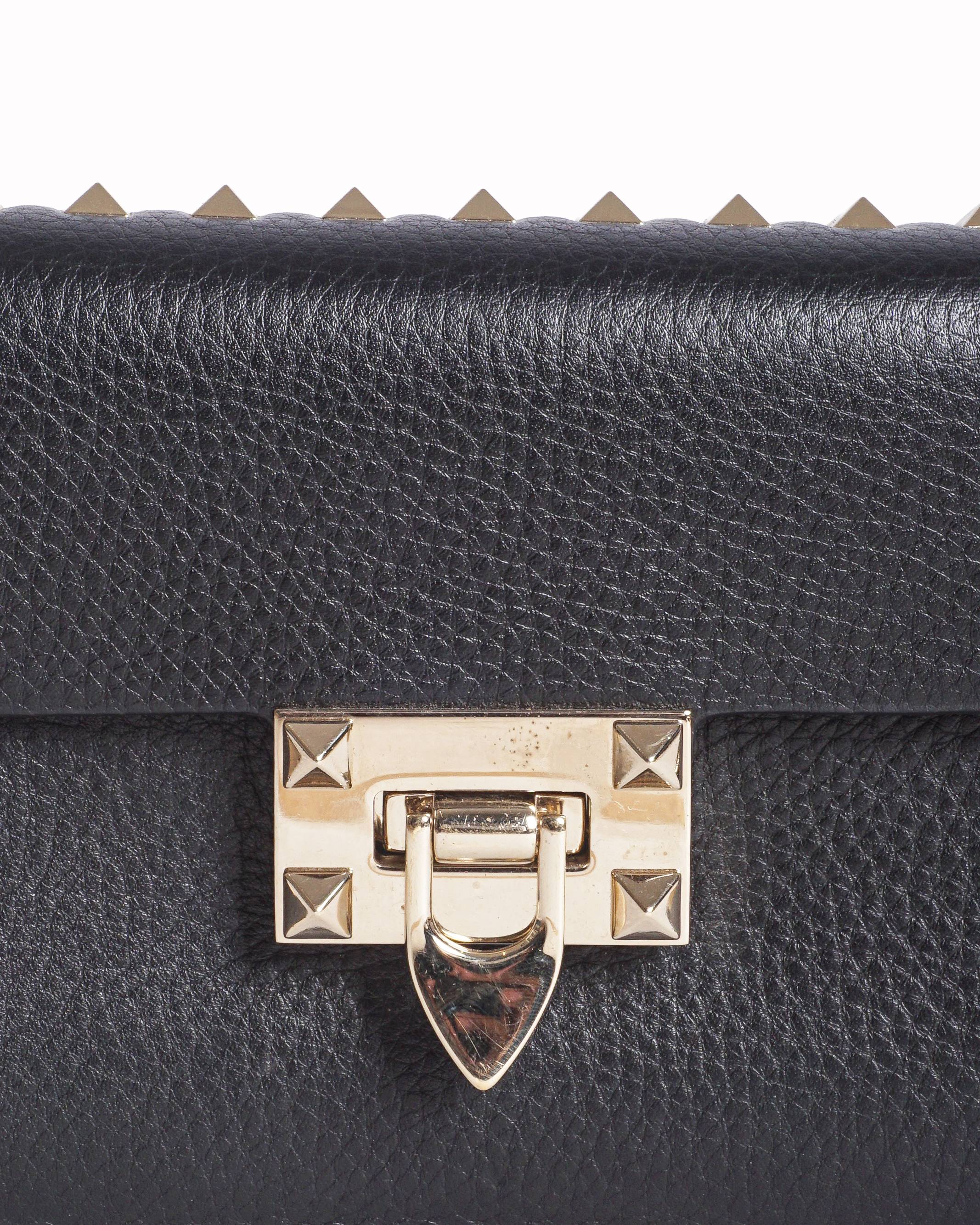Valentino Garavani Black Leather Micro Rockstud Crossbody Bag