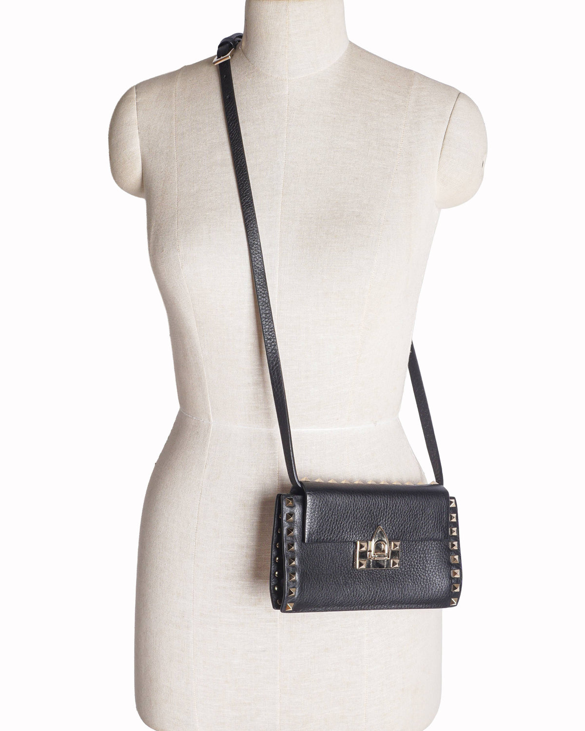 Valentino Garavani Black Leather Micro Rockstud Crossbody Bag
