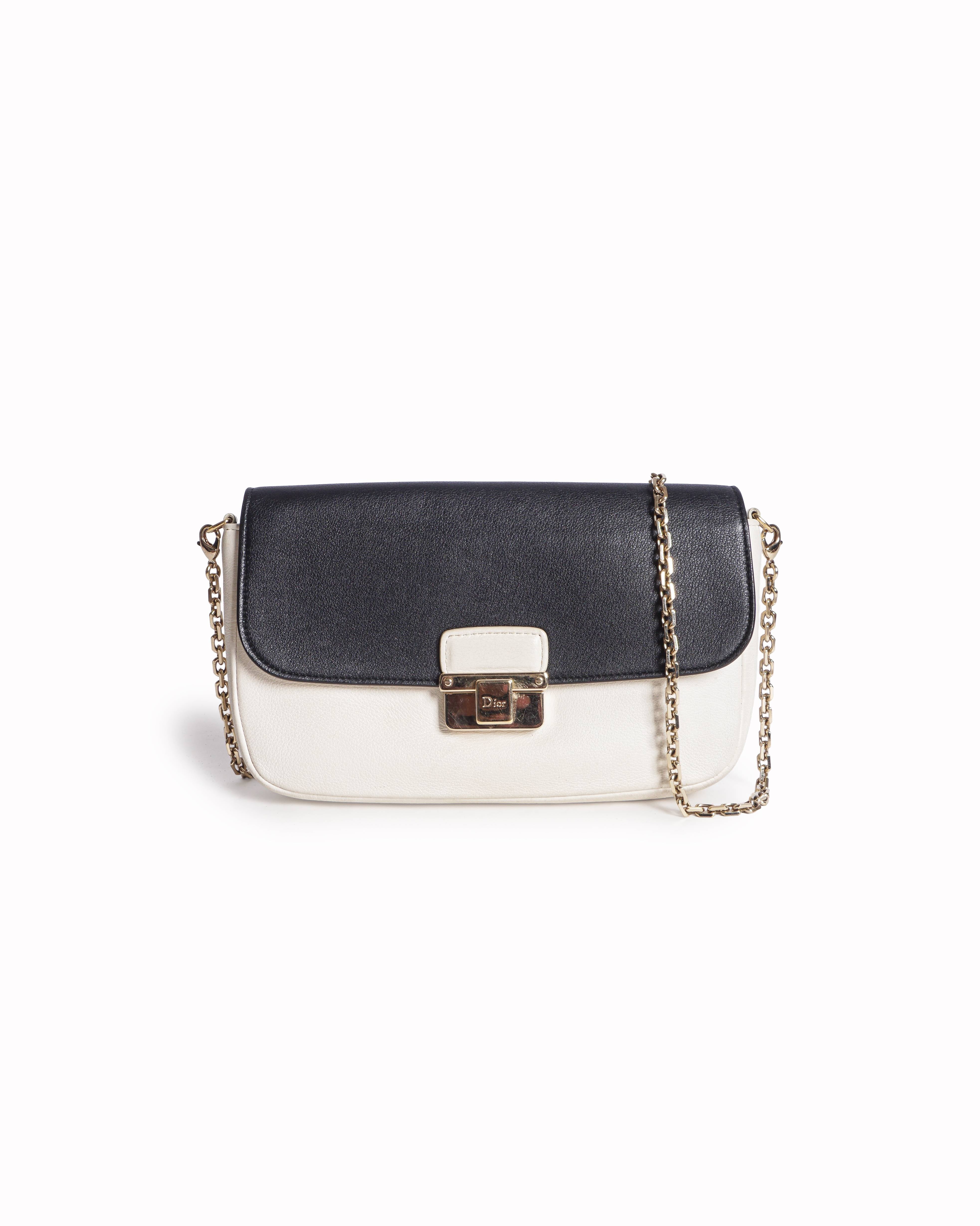 Dior Two-Tone Black & Cream Leather Promenade Crossbody Bag