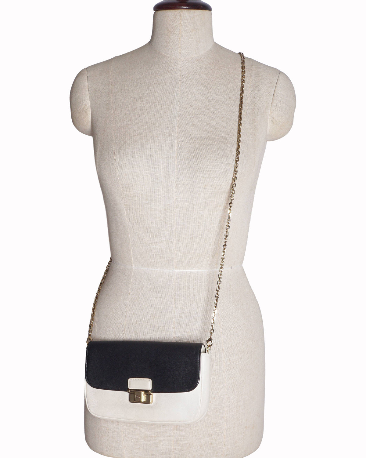 Dior Two-Tone Black & Cream Leather Promenade Crossbody Bag