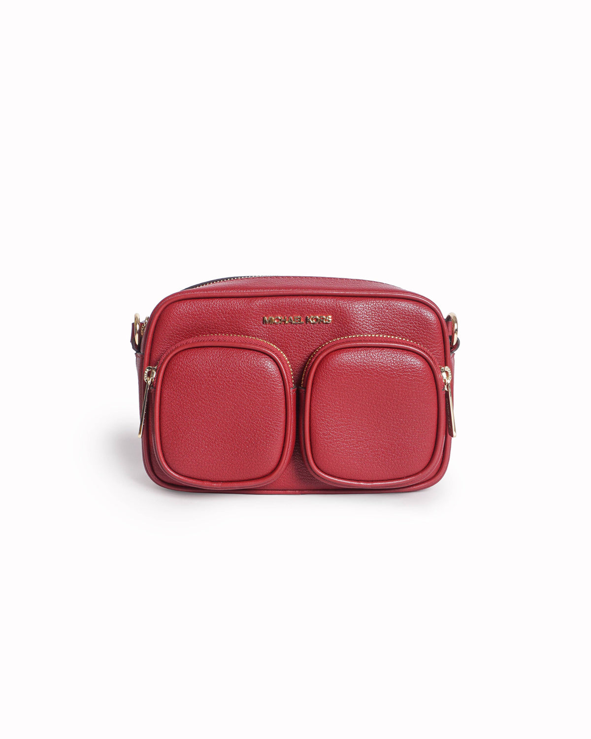 Michael Kors Red Pebbled Leather Jet Set Medium Crossbody Bag