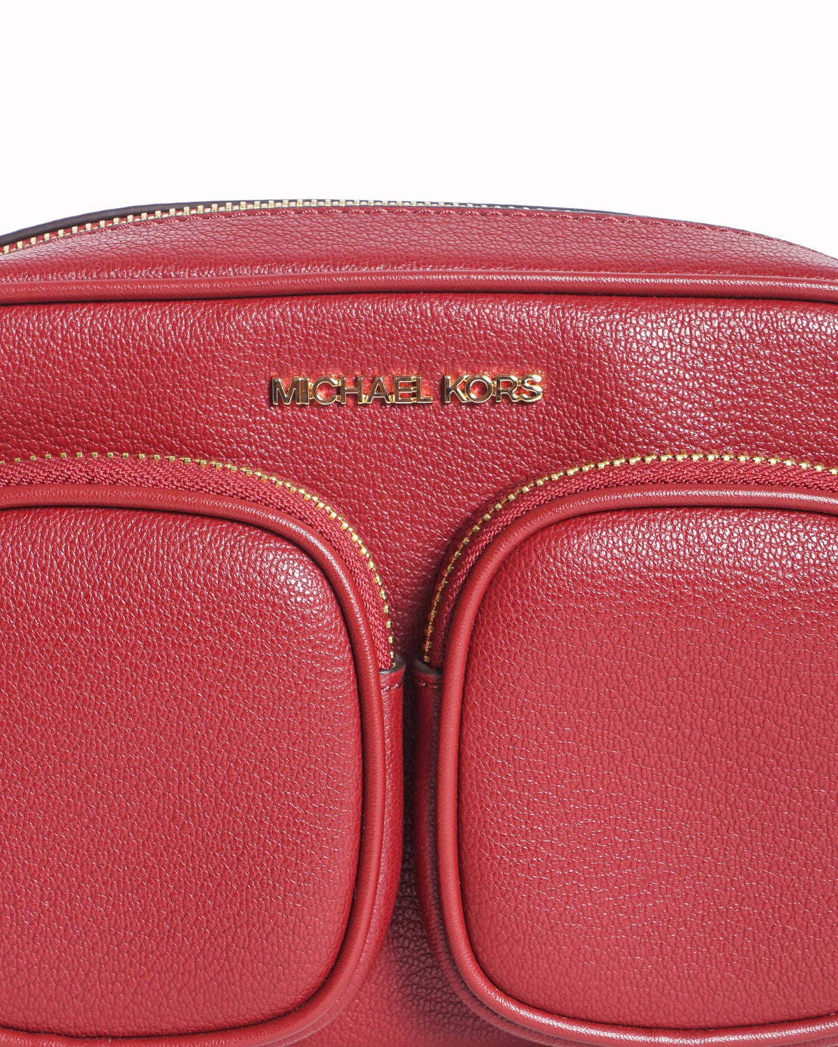 Michael Kors Red Pebbled Leather Jet Set Medium Crossbody Bag