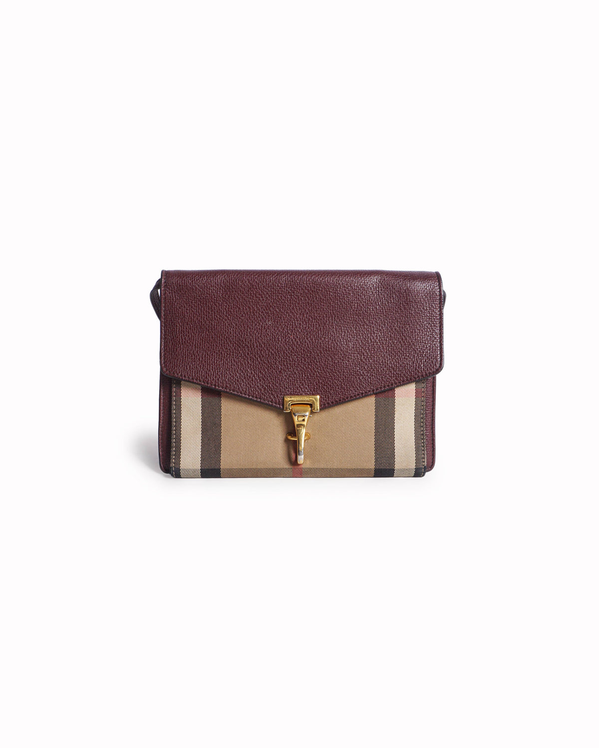 Burberry House Check Burgundy Leather Macken Crossbody Bag