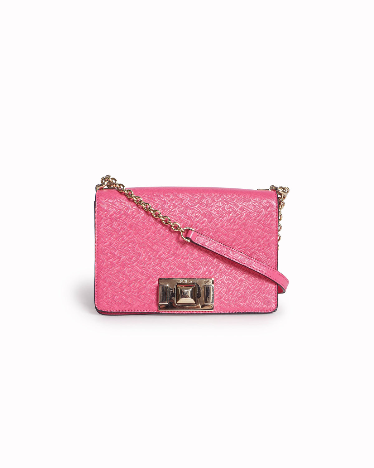 Furla Fuchsia Pink Leather Mimì Large Flap Crossbody Bag