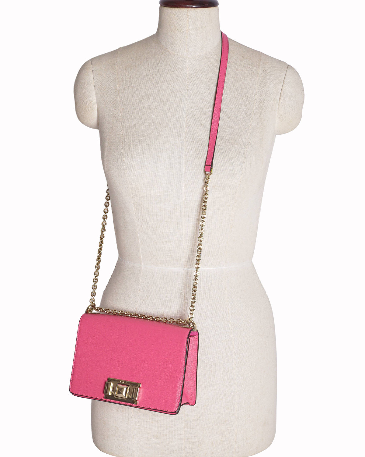 Furla Fuchsia Pink Leather Mimì Large Flap Crossbody Bag