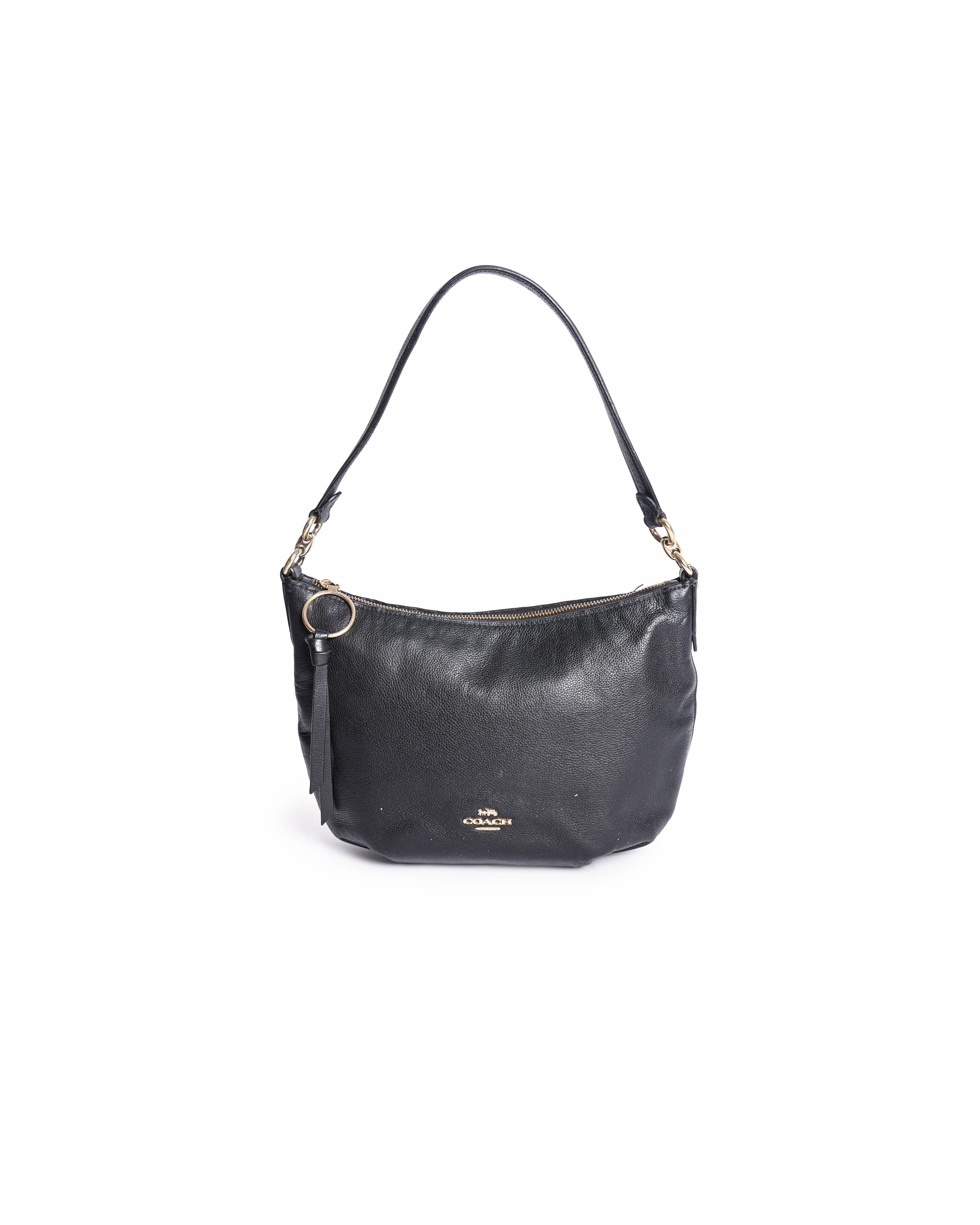 Coach Black East West Leather Hobo Bag