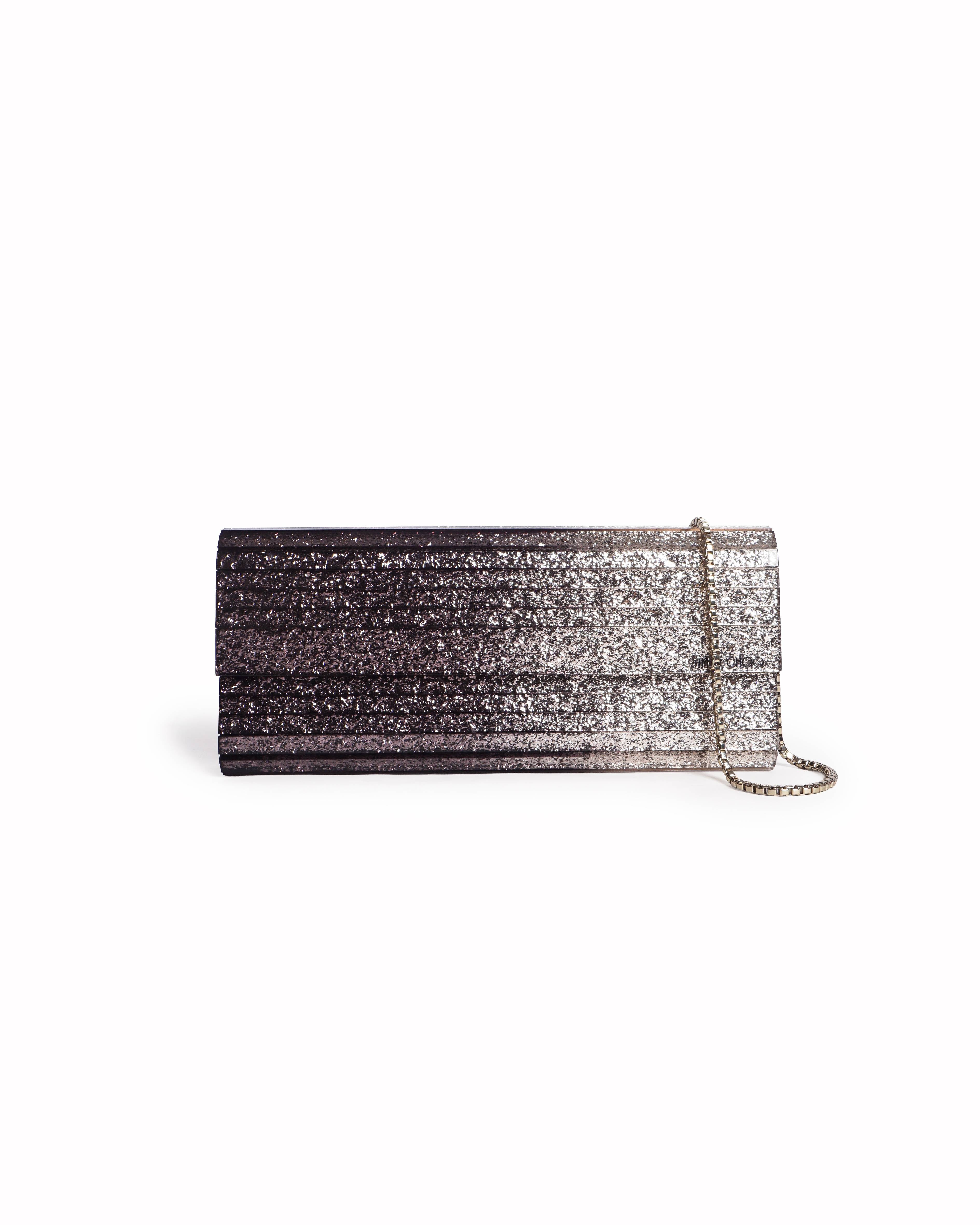 Jimmy Choo Purple and Silver Ombré Glitter Sweetie Clutch