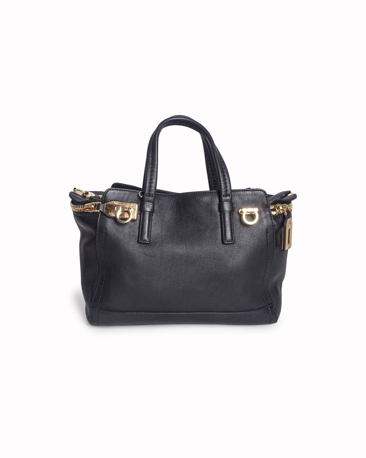 Salvatore Ferragamo Black Leather Arianna Zip Tote Bag