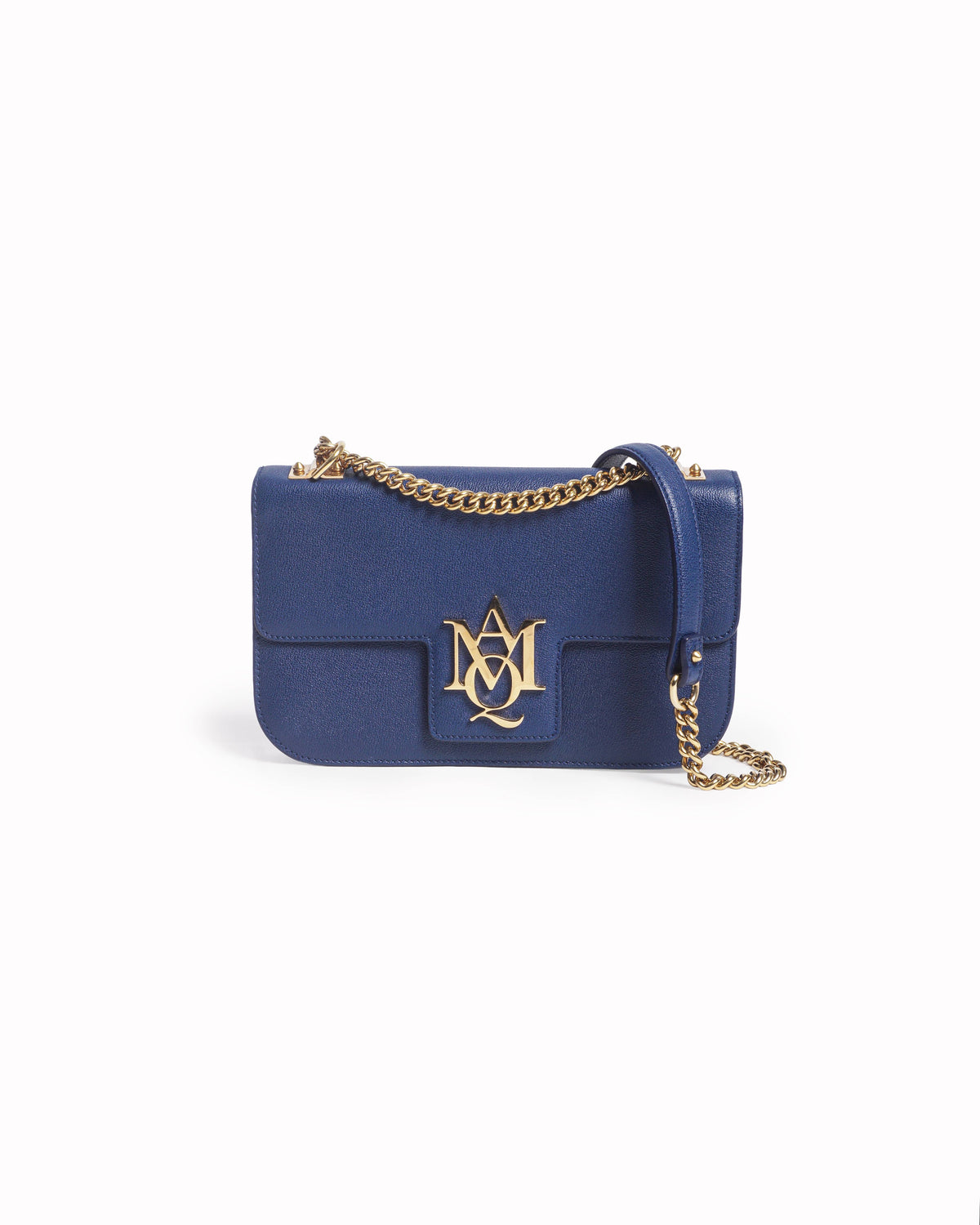Alexander McQueen Royal Blue Leather Insignia Chain Satchel Bag