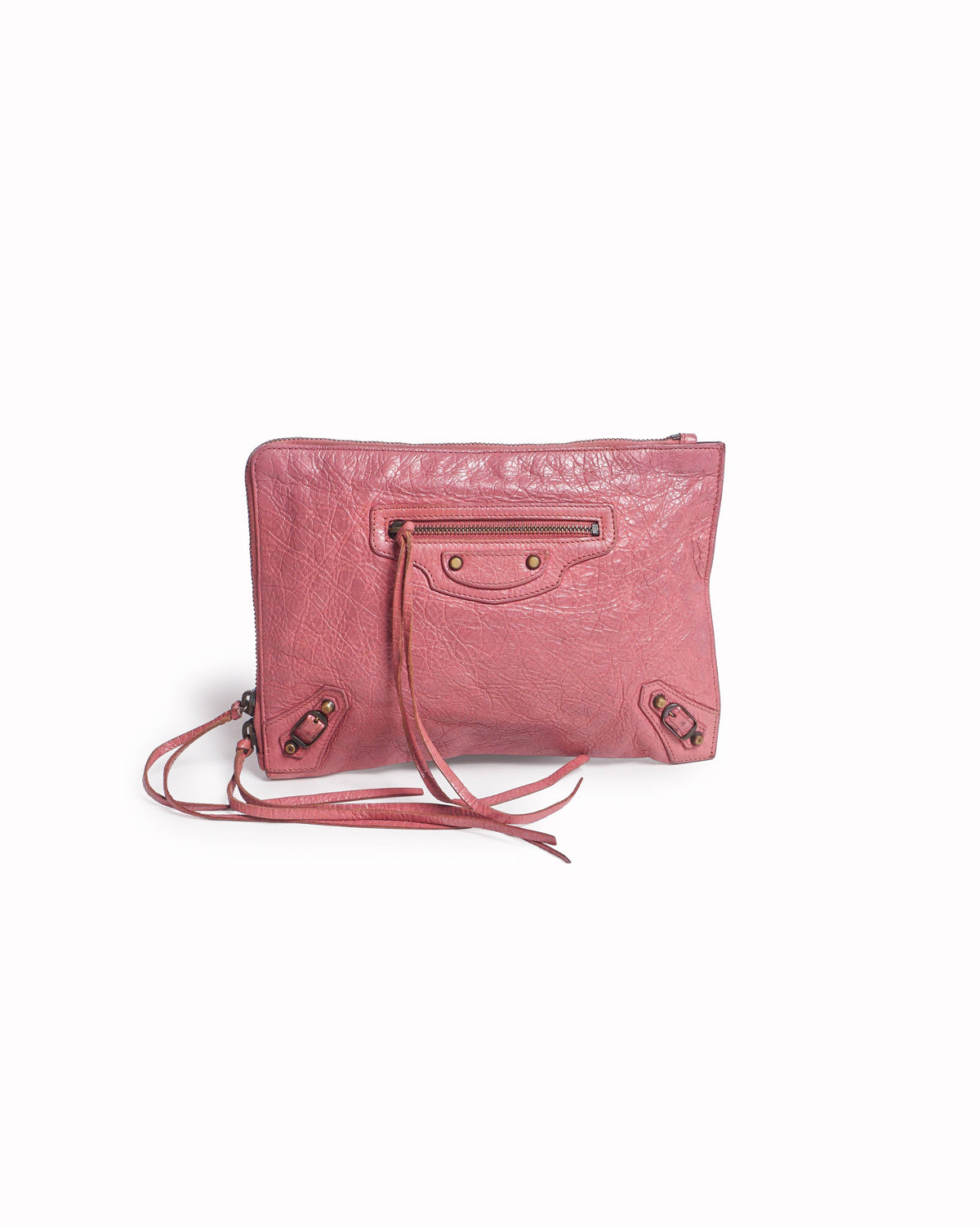 Balenciaga Classic Arena Leather Pouch Coral Pink