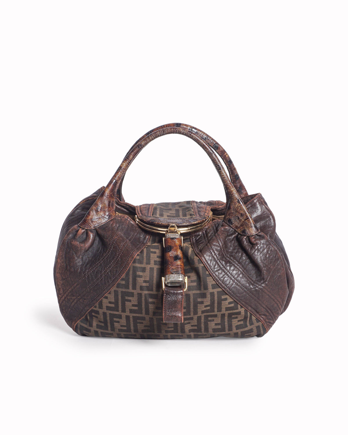 Fendi Zucca Canvas and Leather Spy Bag