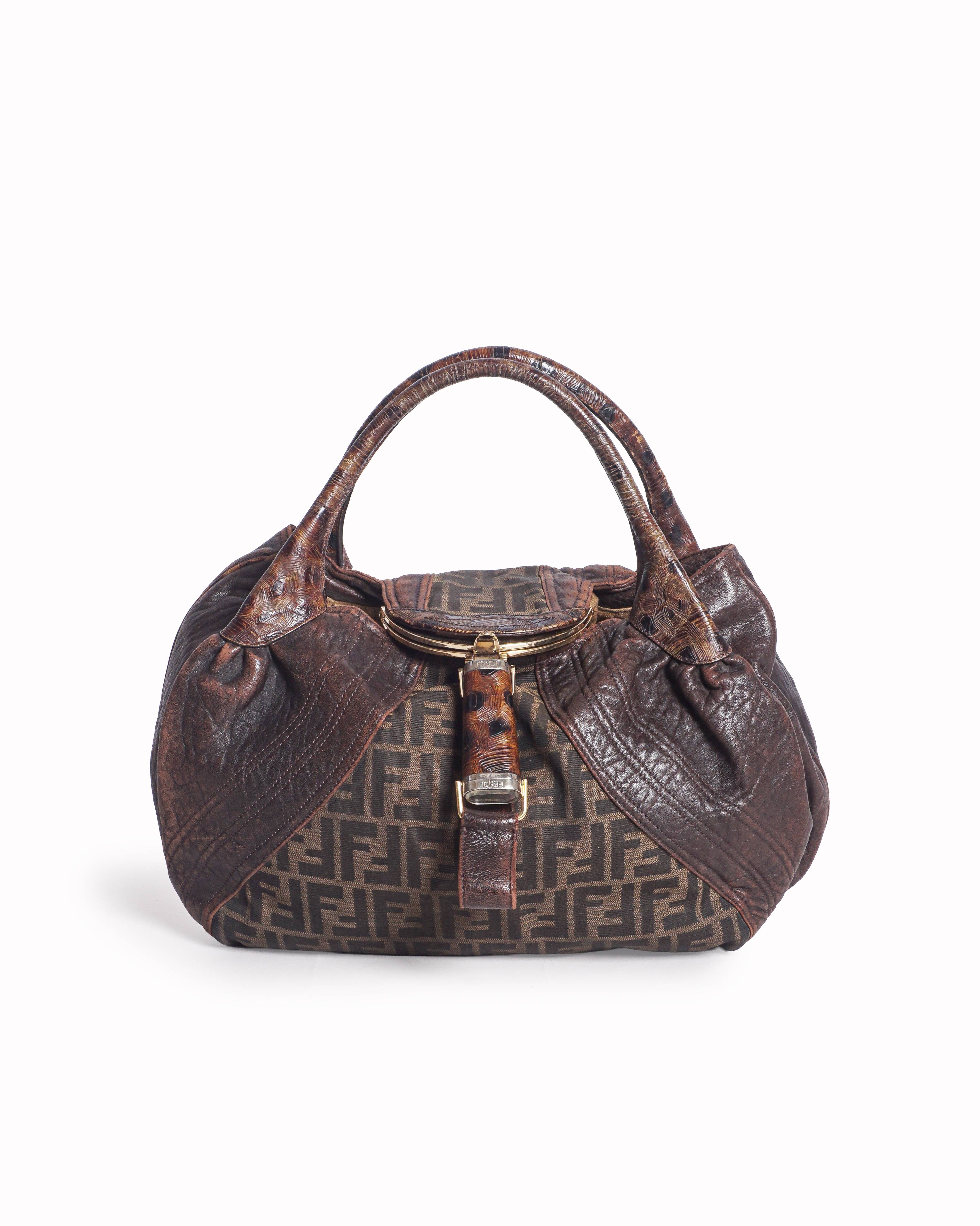 Fendi Zucca Canvas and Leather Spy Bag