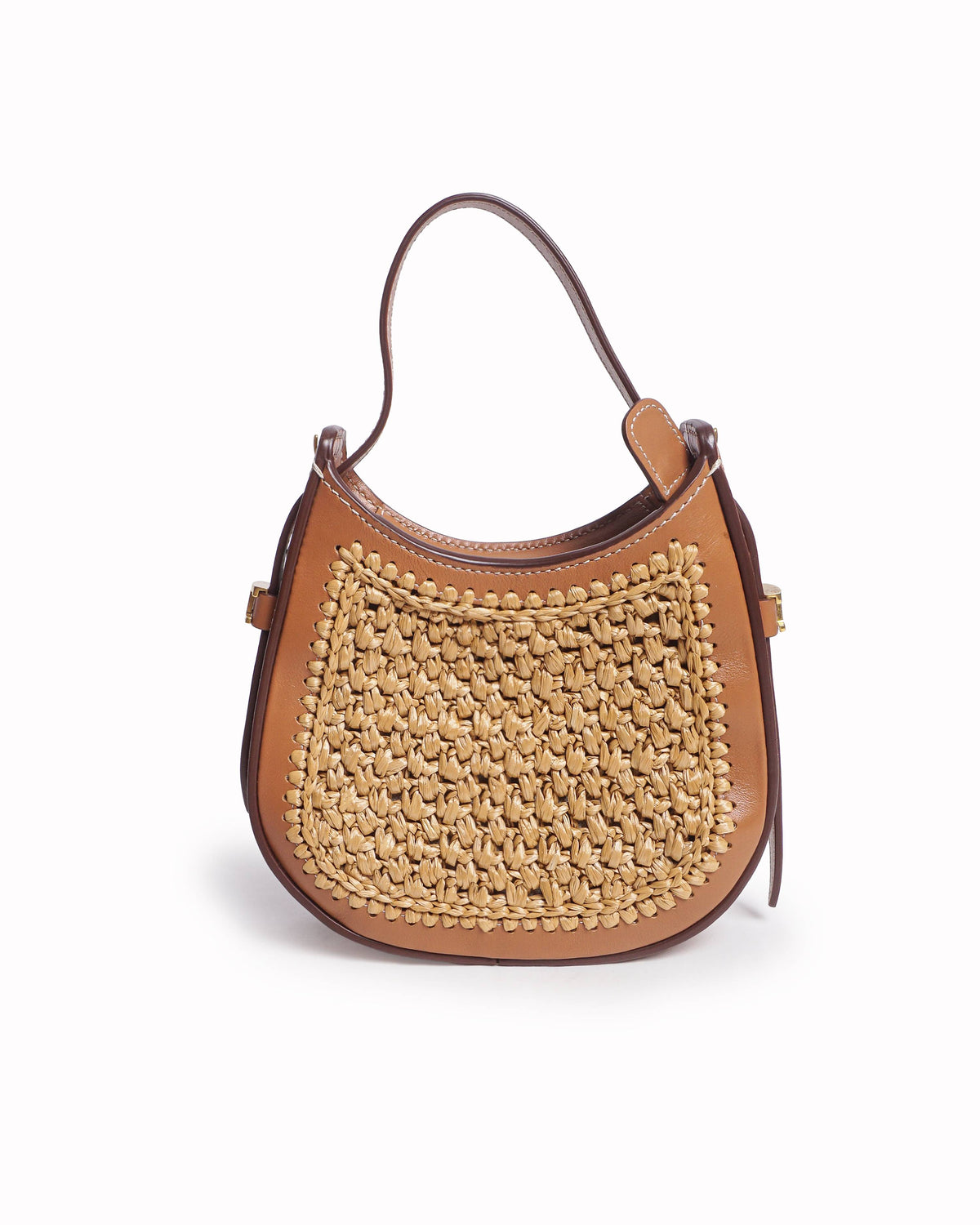 Tod's Small Oboe Brown Leather Woven Raffia Hobo Bag
