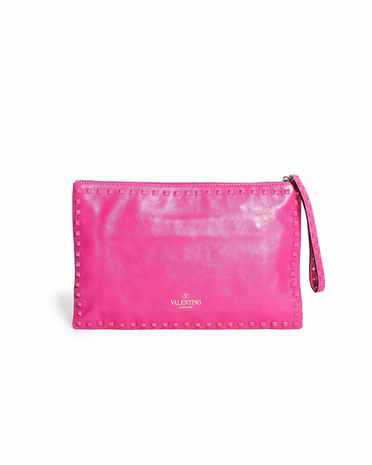 Valentino Garavani Rockstud Flat Leather Clutch Bag