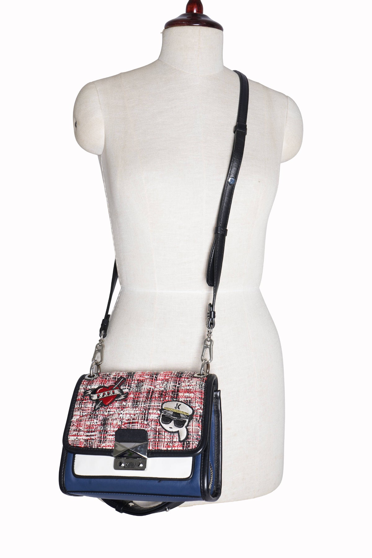 Karl Lagerfeld Tweed and Leather Crossbody Bag