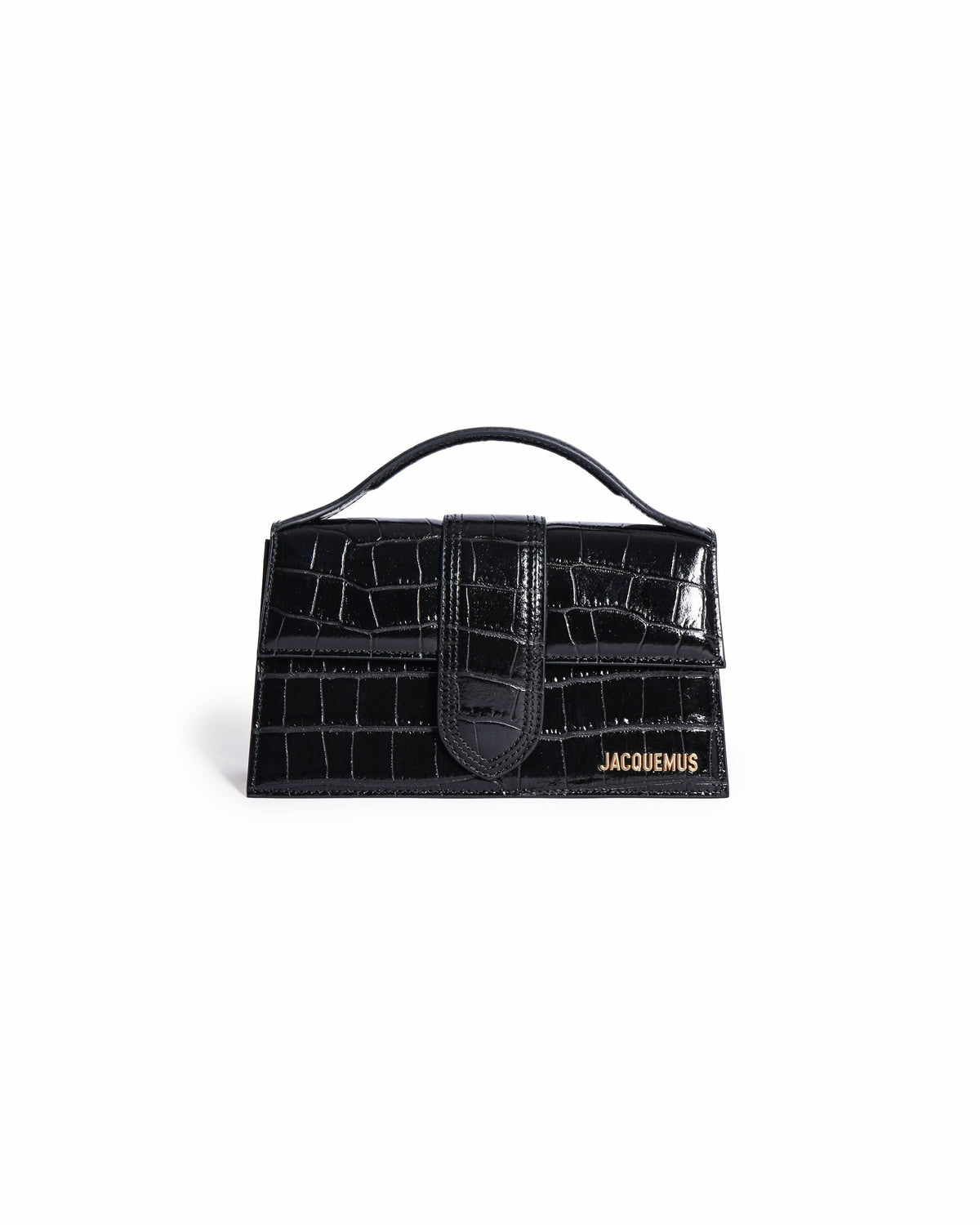 Jacquemus Le Grand Bambino Croc-Embossed Crossbody Bag In Black