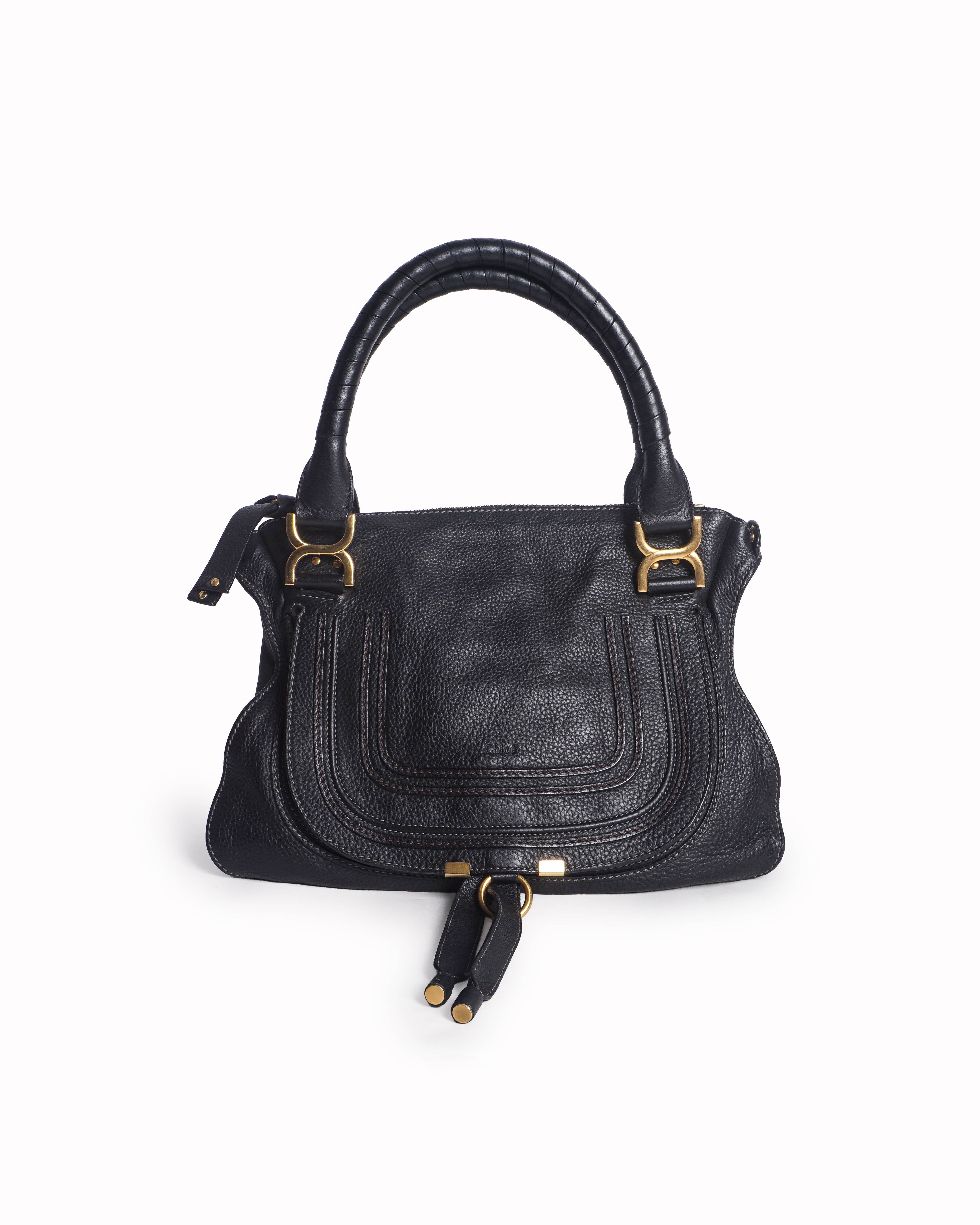 Chloé Black Leather Marcie Medium Satchel Bag