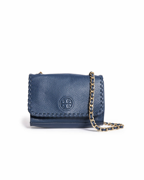 Tory Burch Blue Leather Marion Crossbody Bag