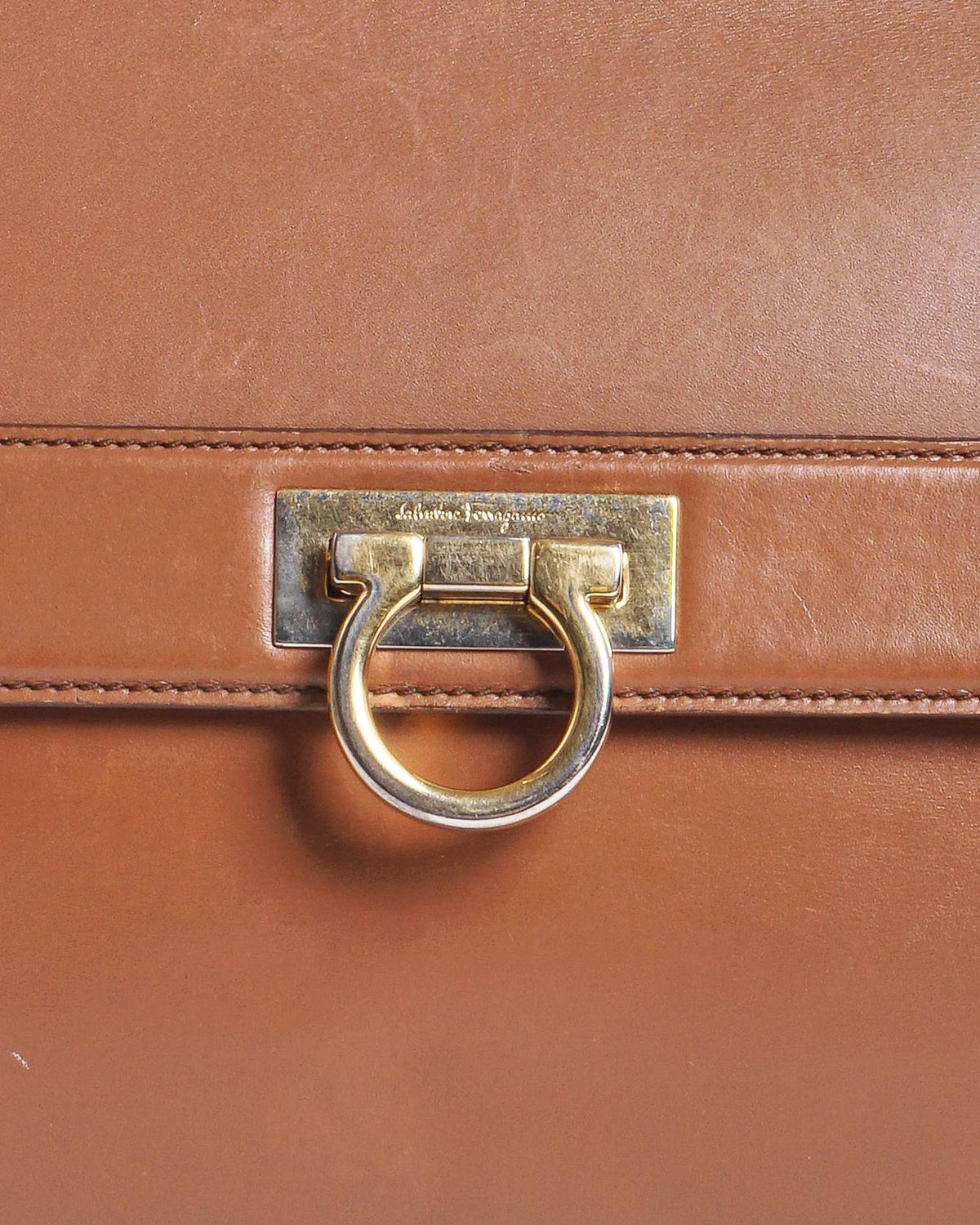 Salvatore Ferragamo Tan Leather Large Sofia Top Handle Bag