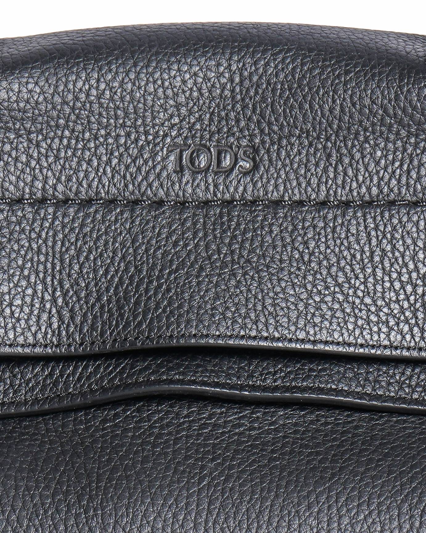 Tod's Wave Small Black Pebbled Leather Handbag