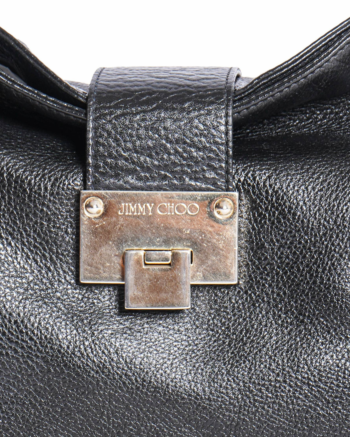 Jimmy Choo Black Pebbled Leather Shoulder bag