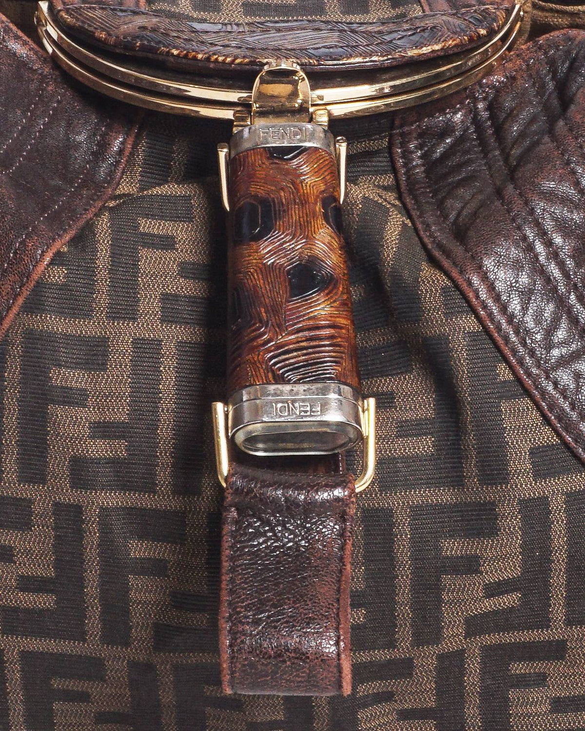 Fendi Zucca Canvas and Leather Spy Bag