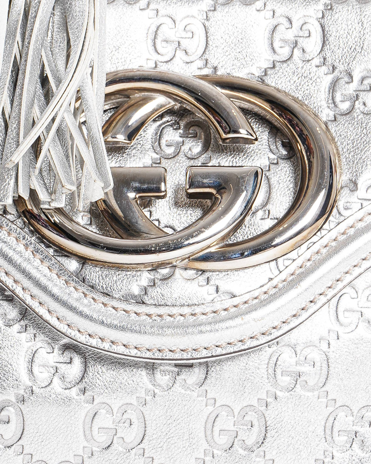 Gucci Metallic Silver Guccissima Britt Shoulder Bag