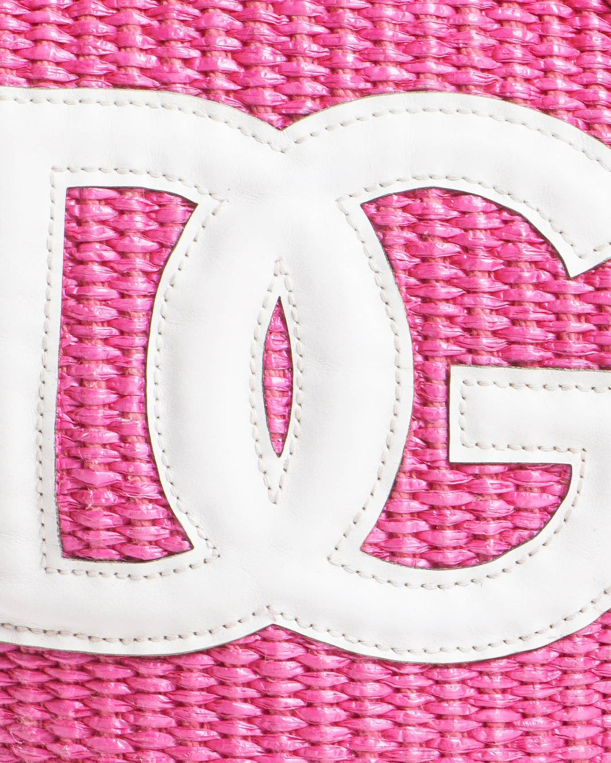 Dolce & Gabbana Pink Straw DG Logo Tote Bag
