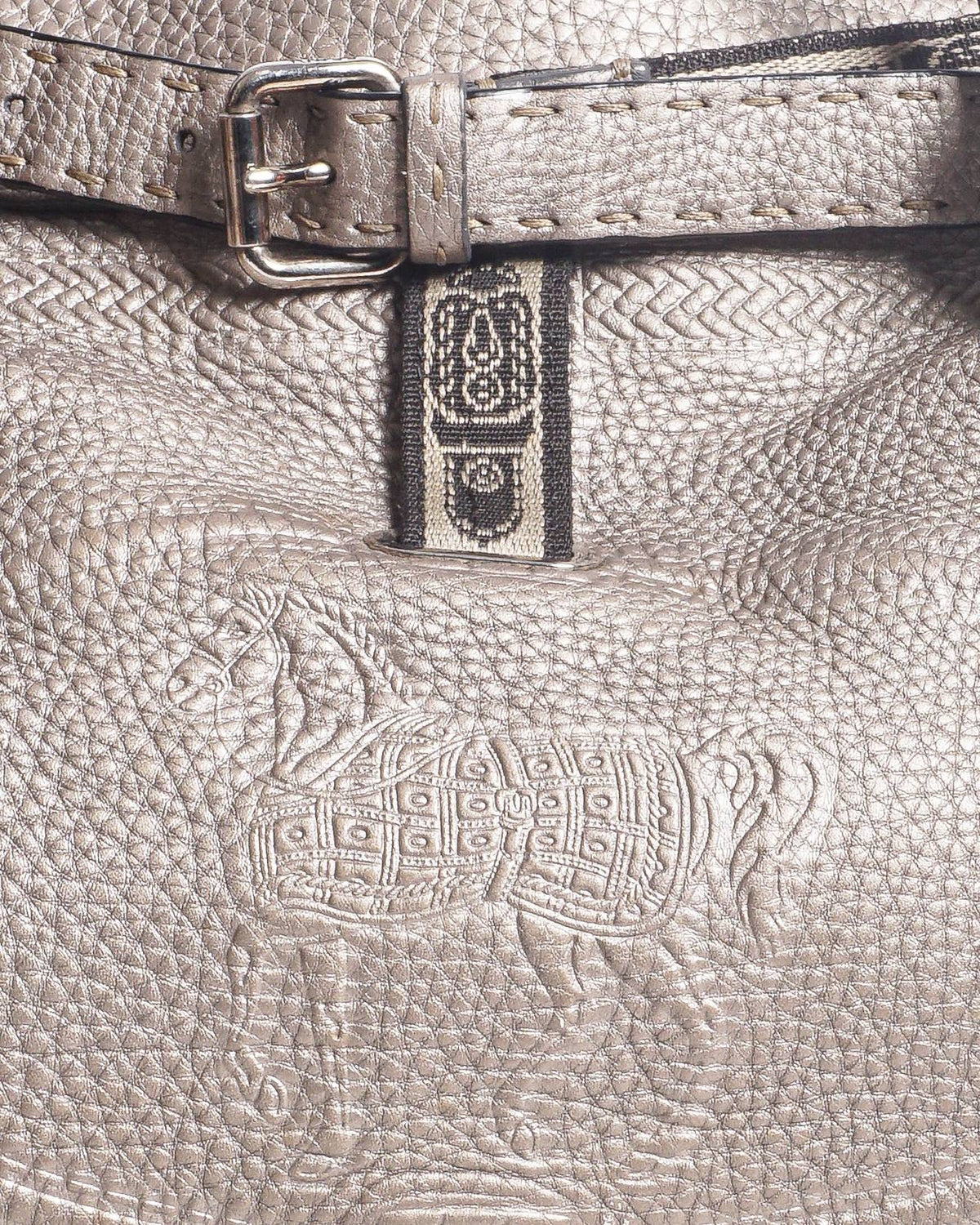 Fendi Selleria Villa Borghese Peltro Metallic Silver Tote