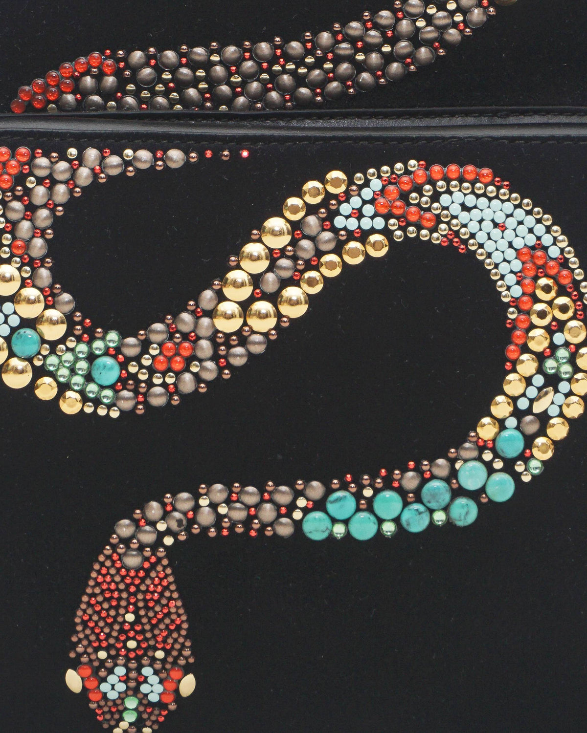 Roberto Cavalli Black Suede Crystal Serpent Backpack
