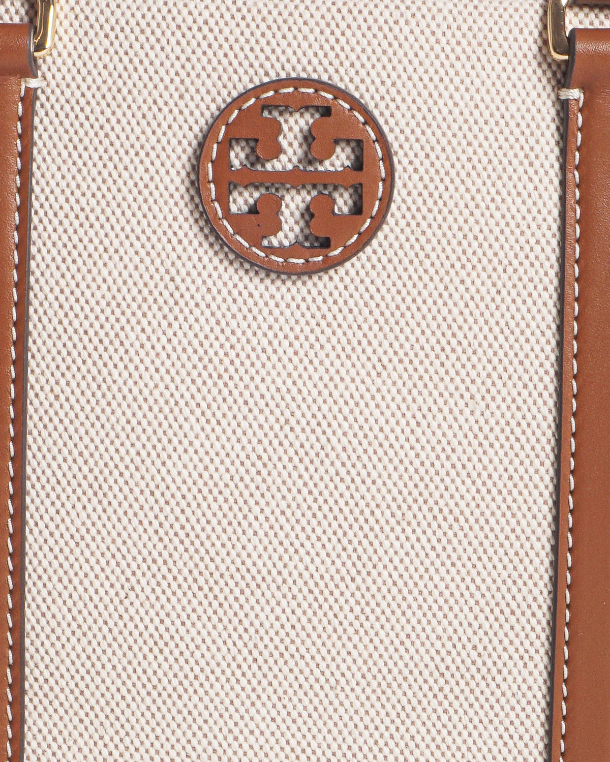 Tory Burch Natural Canvas & Cognac Leather Ella Tote Bag