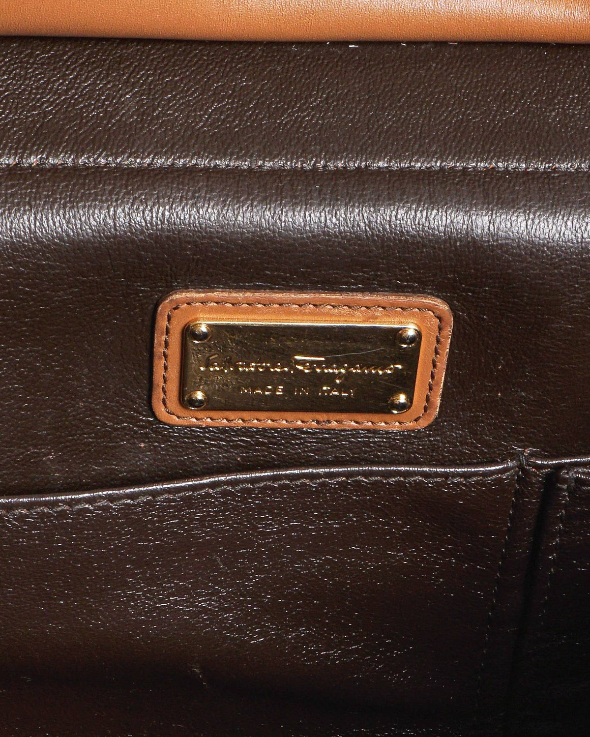 Salvatore Ferragamo Tan Leather Large Sofia Top Handle Bag